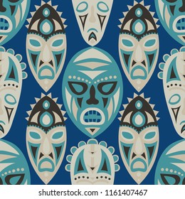 Tribal ethnic seamless pattern with masks.
