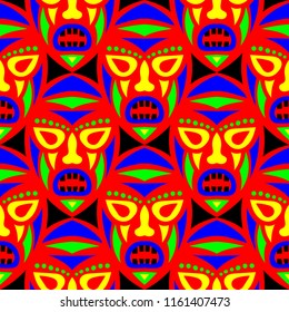 Tribal ethnic seamless pattern with masks.