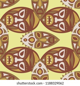 Tribal ethnic seamless pattern with masks.