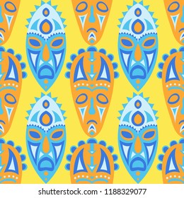 Tribal ethnic seamless pattern with masks.