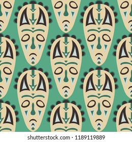 Tribal ethnic seamless pattern with masks.