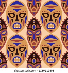 Tribal ethnic seamless pattern with masks.