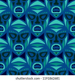 Tribal ethnic seamless pattern with masks.