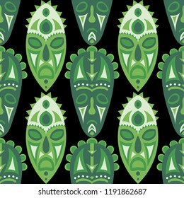Tribal ethnic seamless pattern with masks.