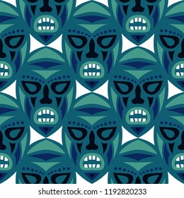 Tribal ethnic seamless pattern with masks.