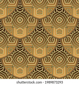 Tribal ethnic seamless pattern. Ornamental vector modern background. Repeat Deco backdrop. Tiled colorful mandalas ornaments. Decorative beautiful elegant design with shadows. Ornate endless texture.