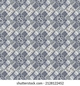 Tribal ethnic seamless pattern. Ornamental folkloric vector background. Folk style repeat decorative backdrop. Abstract doodle floral ornaments with dots, flowers, shapes. For prints, wrappng, cover.