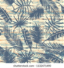 Patrón tribal étnico sin fisuras con hojas de palma. Fondo del vector