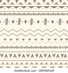 Tribal ethnic seamless pattern. Vector tribal figures in Aztec style. Geometric and aztec decor background. Design in boho style for printing on textile or paper.
