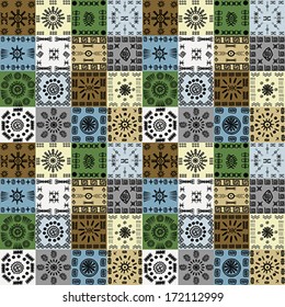 Tribal ethnic symbols background, seamless pattern
