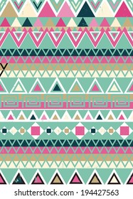 Tribal Ethnic textile decorative aged distressed ornamental striped seamless aztec pattern