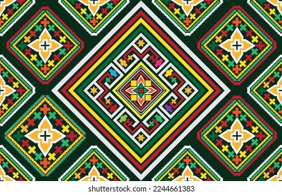 tribal ethnic themes geometric seamless background with a Peruvian american indigenous pattern. Textile print with rich native American tribal themes in an ethnic traditional style. Clothing