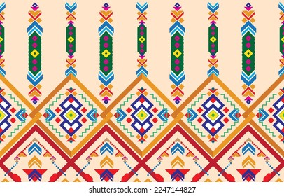 tribal ethnic themes geometric seamless background with a Peruvian american indigenous pattern. Textile print with rich native American tribal themes in an ethnic traditional style. Clothing 