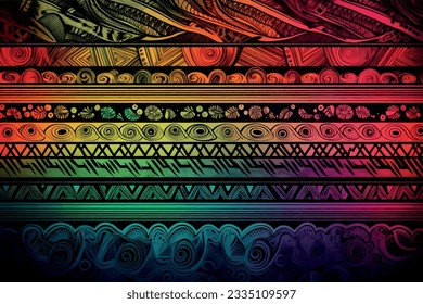 Tribal ethnic vector pattern background in rainbow colors 