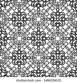 Tribal ethnic vector seamless pattern. Black and white geometric background. Aztec style tribe ornament. Repeat decorative backdrop. Native design. Endless texture. For fabric, prints, textile, cover