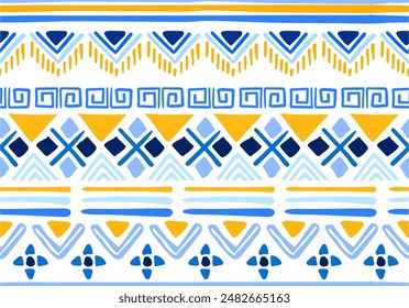 Textura de Vector étnico tribal. Patrón de rayas sin costuras en estilo azteca. Figura bordado tribal. indio, escandinavo, 