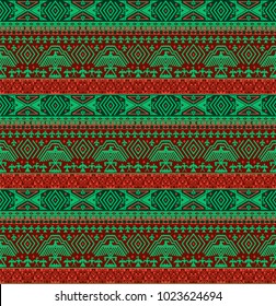 Tribal ethno seamless background with geometric pattern