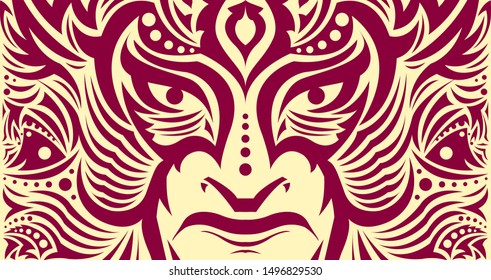Tribal Eyes Mask Face vector illustration, Tattoo style Warrior.