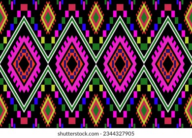 Tribal fabric pattern. Variety of colors blue, red, yellow and white for the textile industry, carpets, wallpaper, clothes, sarongs, scarves, batik, embroidery for various print industries. Vector