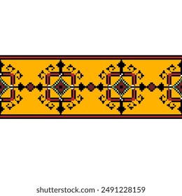 Patrones de tela tribal Diseños de tela a cuadros Ikat patrones sin costura Estampados de tela étnica Tradicional Tailandés Ikat fondo amarillo 