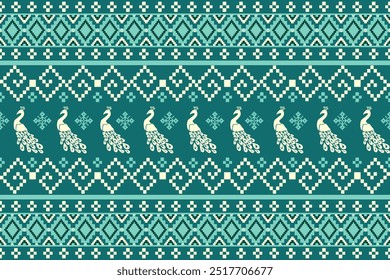 Patrones de tela tribal, pavos reales, patrones étnicos para textiles, alfombras, Fondo de pantalla, prendas de vestir, sarongs, bufandas, batik, bordados, para las industrias de la imprenta y la publicidad. Formas geométricas