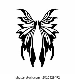 Tribal Fairy Wings Logo. Tattoo Design. Stencil Vector Illustration.