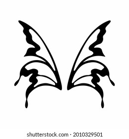Tribal Fairy Wings Logo. Tattoo Design. Stencil Vector Illustration.