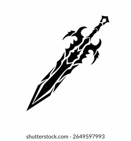 Tribal Fantasy Espada Silhueta Vetor Ilustração