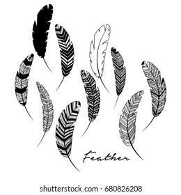 Tribal Feathers. Can be used for wallpaper, pattern fills, textile, web page background, surface textures, Image for advertising booklets, banners.