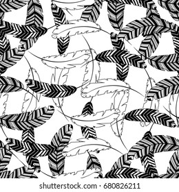 Tribal Feathers. Can be used for wallpaper, pattern fills, textile, web page background, surface textures, Image for advertising booklets, banners.