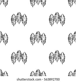 Tribal feathers on white background. Feathers Aztec seamless pattern. Ethnic ornament.