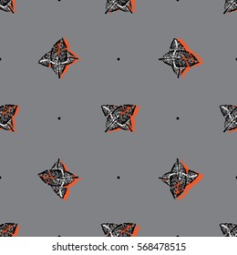 Tribal feathers on white background. Feathers Aztec seamless pattern. Ethnic ornament.