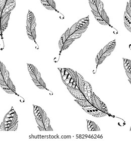 Tribal  Feathers  Vector Seamless pattern