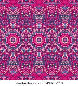 Tribal festive colorful vector abstract geometric ethnic seamless pattern ornamental. Asian striped textile design