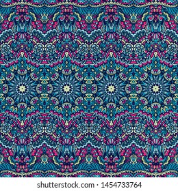 Tribal festive colorful vector abstract geometric ethnic seamless pattern ornamental. Asian striped textile design