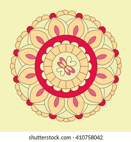 Tribal figure. Ethnic, fabric, motifs. Vector, Abstract Flower Mandala. Decorative elements for design