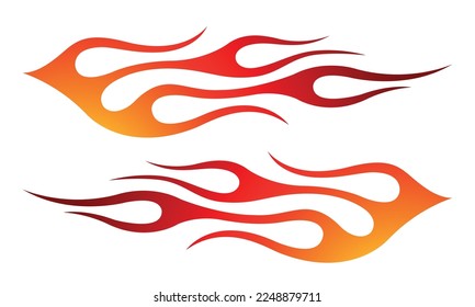 Tribal fire flame race car body side vinyl sticker vector art image eps 10 file. Burning tires and flames sports car decal. Side decoration for car, auto, truck, boat, suv, motorcycle.