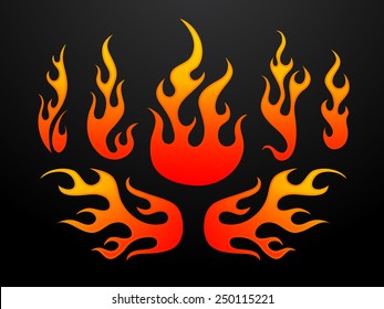 Tribal Fire Flames Set Vector Illustration