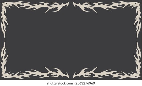 Tribal fire frame, abstract symmetrical shapes vector illustration