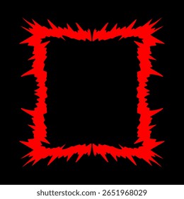 tribal fire frame vector design, abstract symmetrical red shape isolated on black background