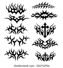 Tribal fire pattern tattoos