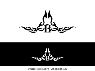 Tribal Flame Abstract B Letter Tatto Design