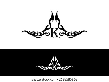 Tribal Flame Abstract K Letter Tatto Design