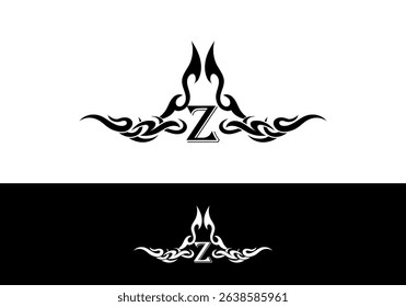 Tribal Flame Abstract Z Letter Tatto Design