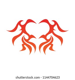Tribal flame decoration. Simple fire tattoo. Burn decoration.
