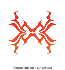 Tribal flame decoration. Simple fire tattoo. Burn decoration.