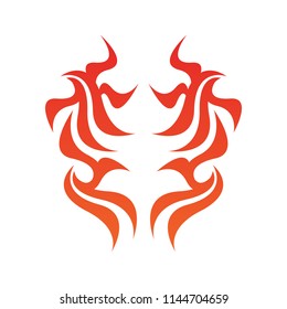 Tribal flame decoration. Simple fire tattoo. Burn decoration.