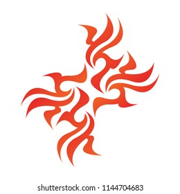 Tribal flame decoration. Simple fire tattoo. Burn decoration.