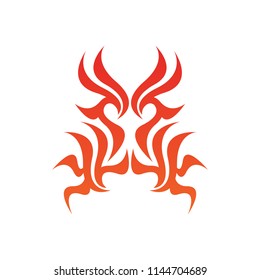 Tribal flame decoration. Simple fire tattoo. Burn decoration.