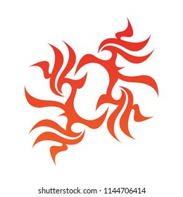 Tribal flame decoration. Simple fire tattoo. Burn decoration.
